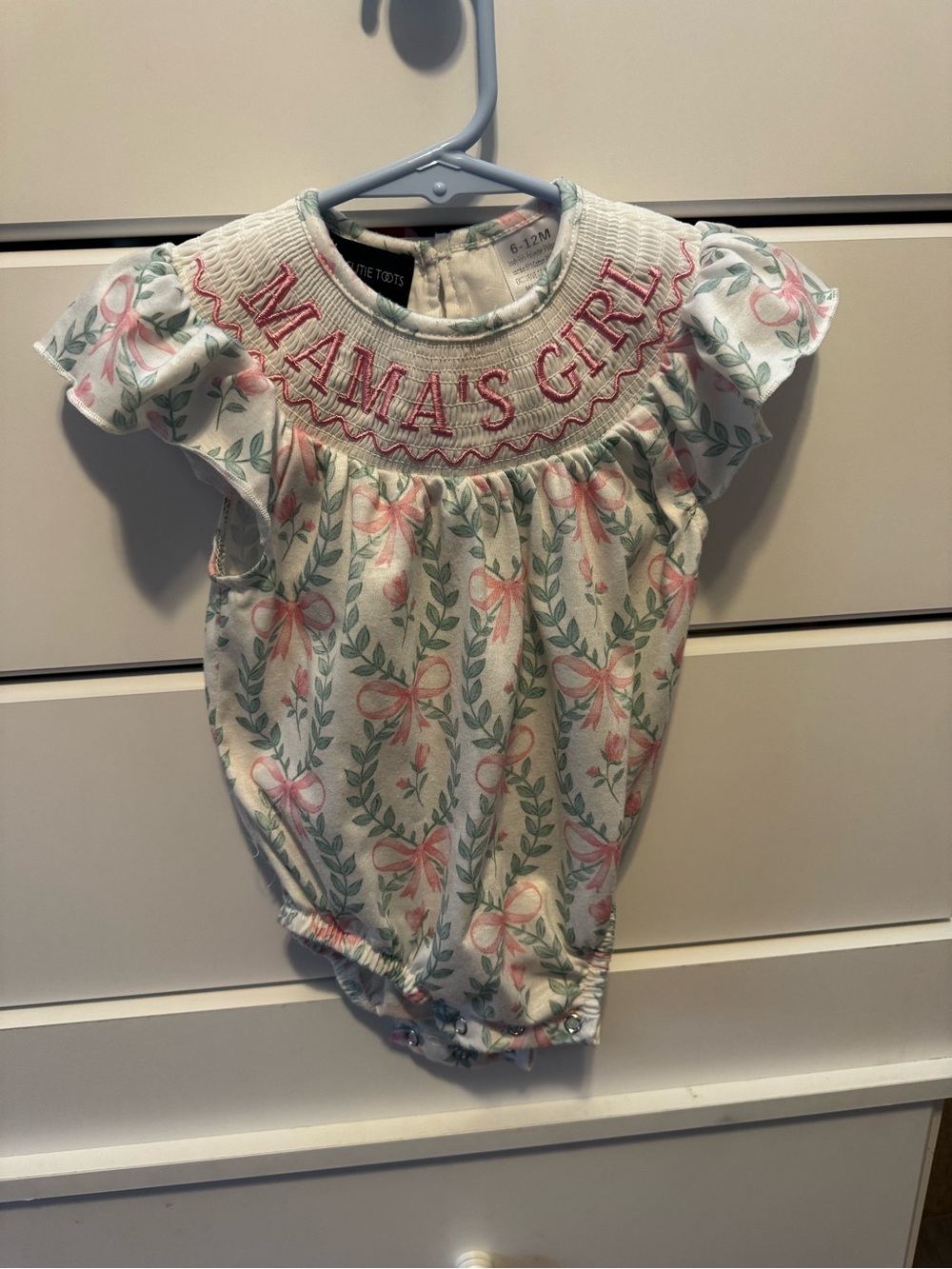 Smocked Mama's Girl Floral Bow Bubble